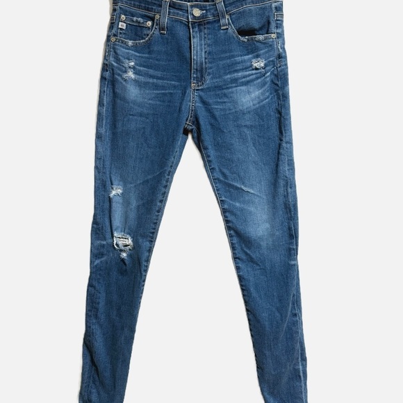 AG Adriano GOLDSCHMIED the Farrah Ankle Women's Blue Distressed Jeans Size 27 - Picture 2 of 9